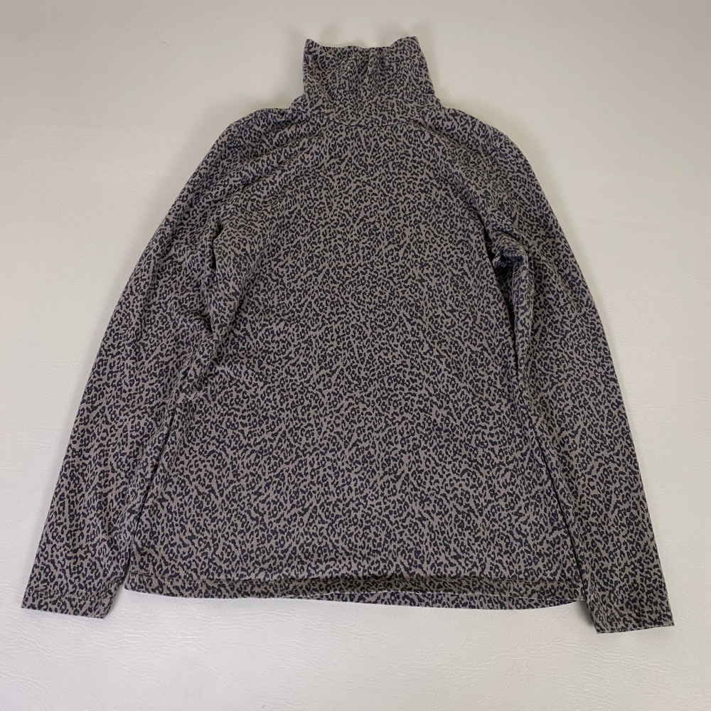 Merona Turtleneck Sweater Leopard Print Women's Size Large Gray Long Sleeve Top‎